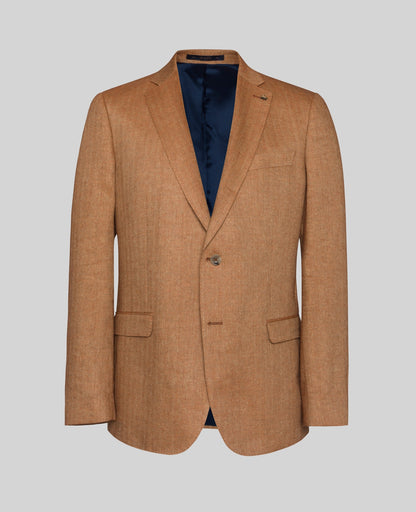 Magee Clady Linen Blend Jacket in Rust Herringbone