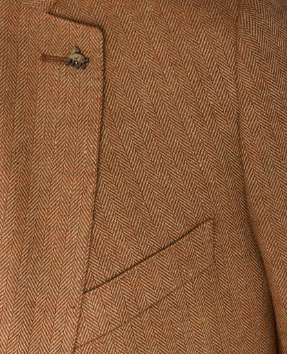 Magee Clady Linen Blend Jacket in Rust Herringbone