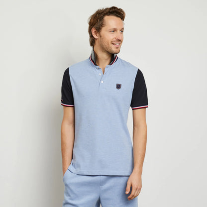 Eden Park Colour-Block Polo with Crest Logo