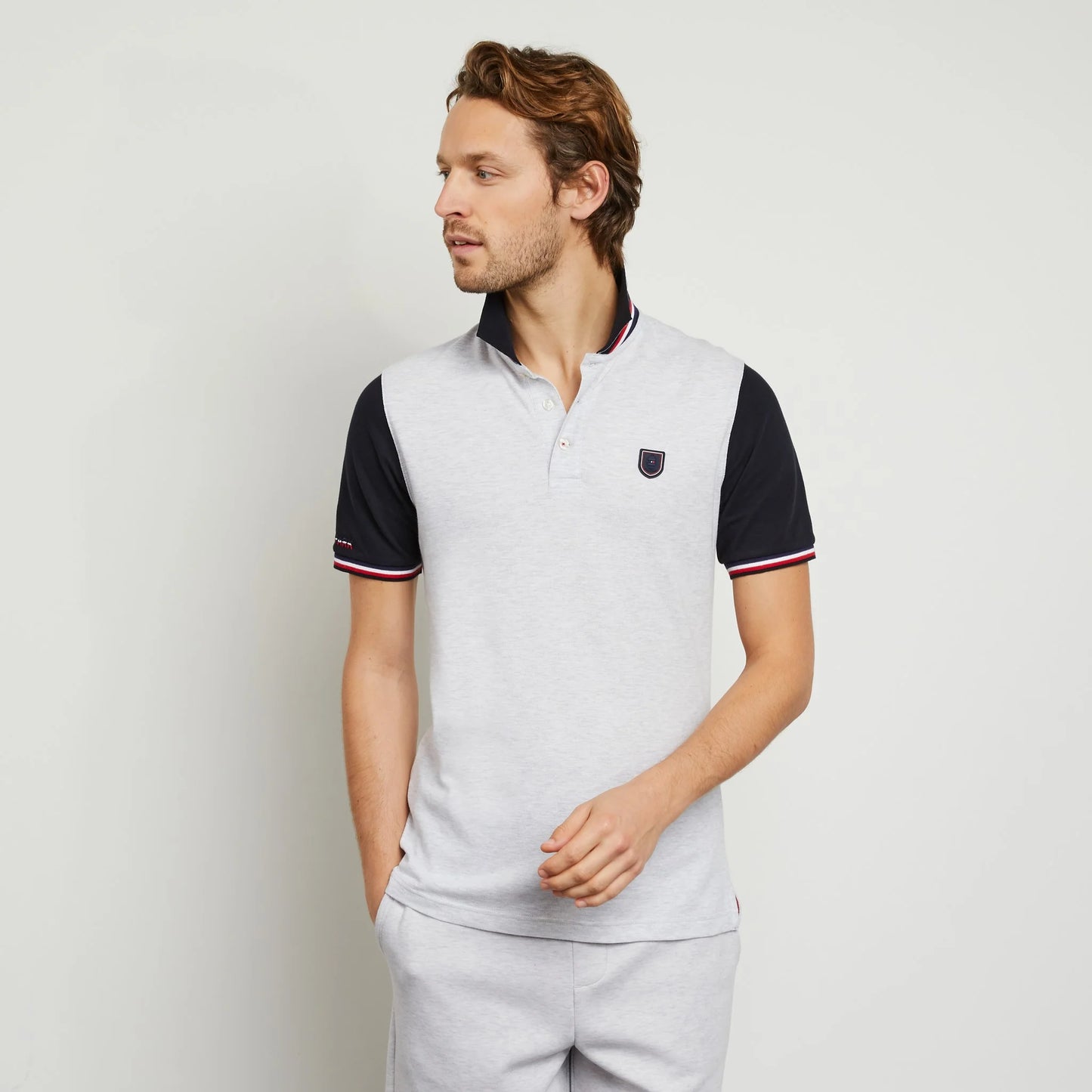 Eden Park Colour-Block Polo with Crest Logo