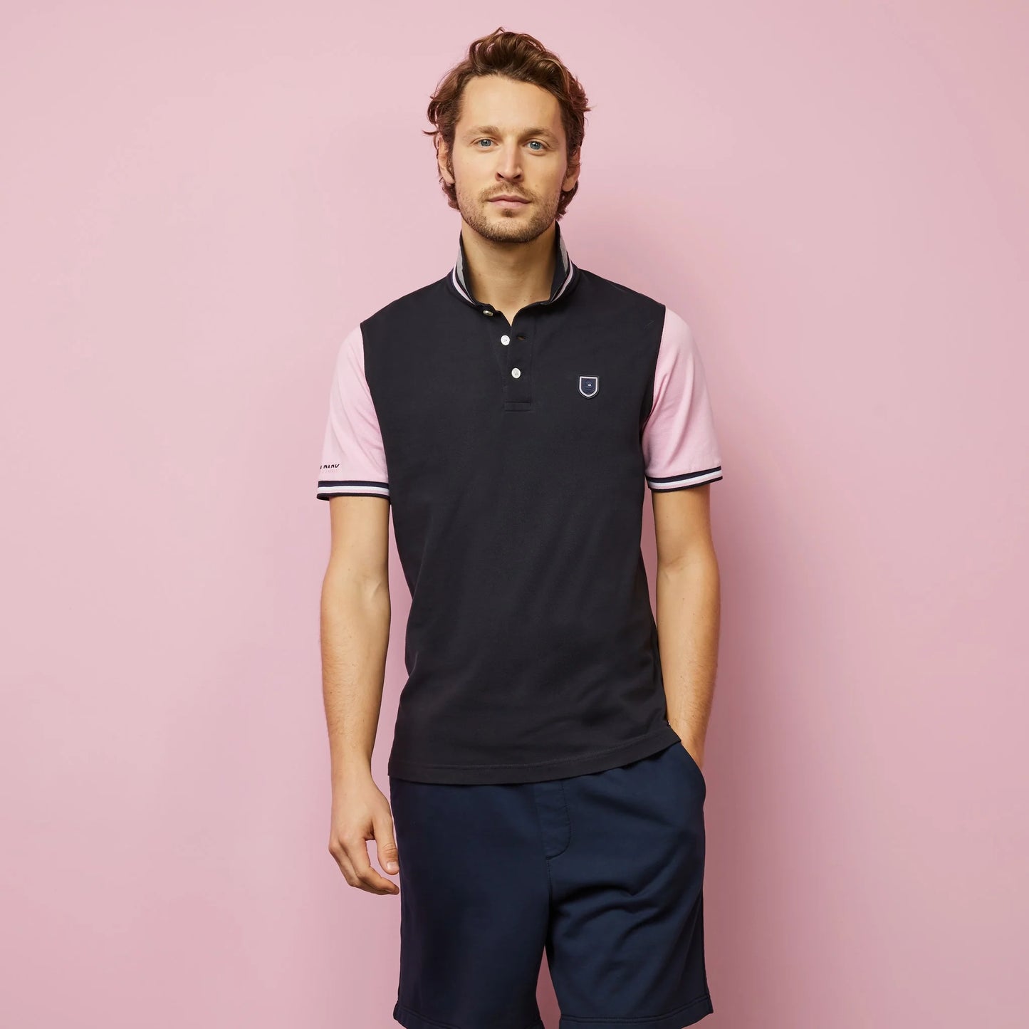 Eden Park Colour-Block Polo with Crest Logo