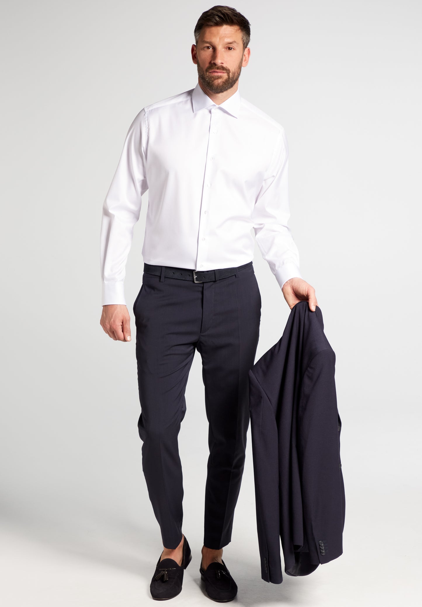 Eterna Long Sleeve Modern Fit Shirt - White