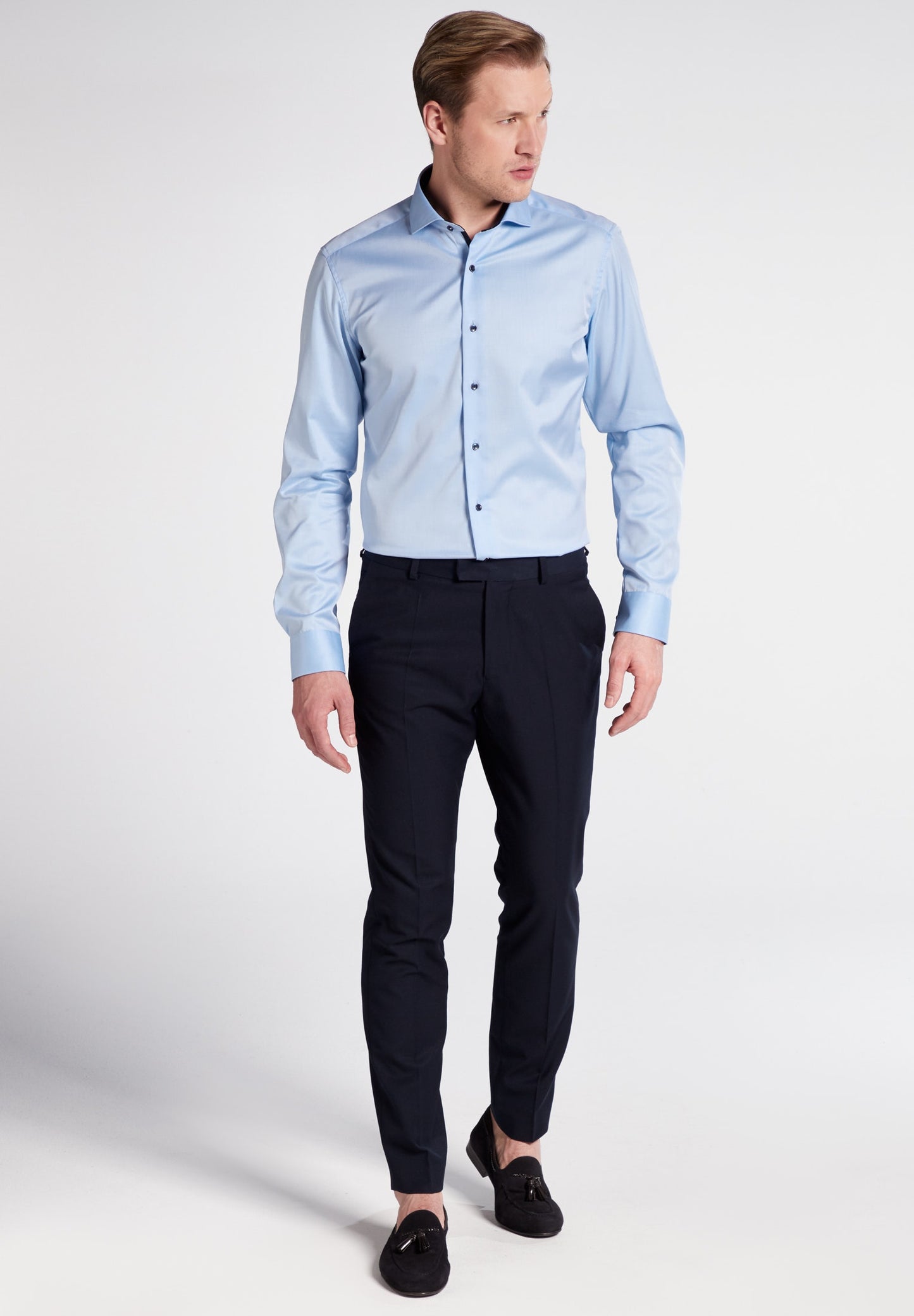 Eterna Long Sleeve Slim Fit Shirt - Blue